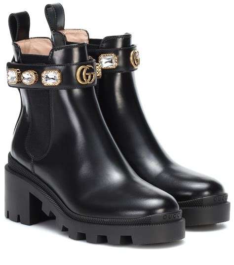 gucci black leather with tassels|Gucci black leather ankle boots.